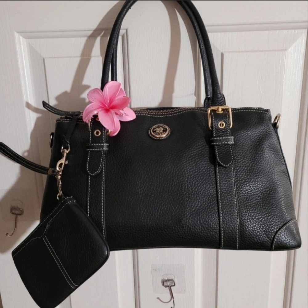 Dooney & Bourke Black Satchel with Pink Accent